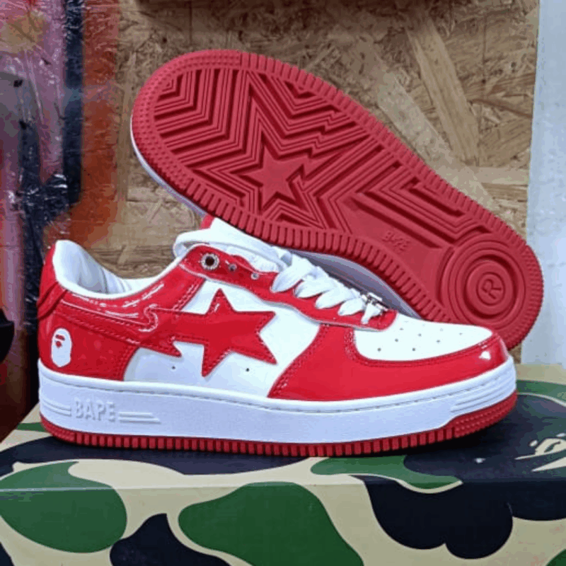 Bathing Ape Bape Sta Low sneakers in Red and White